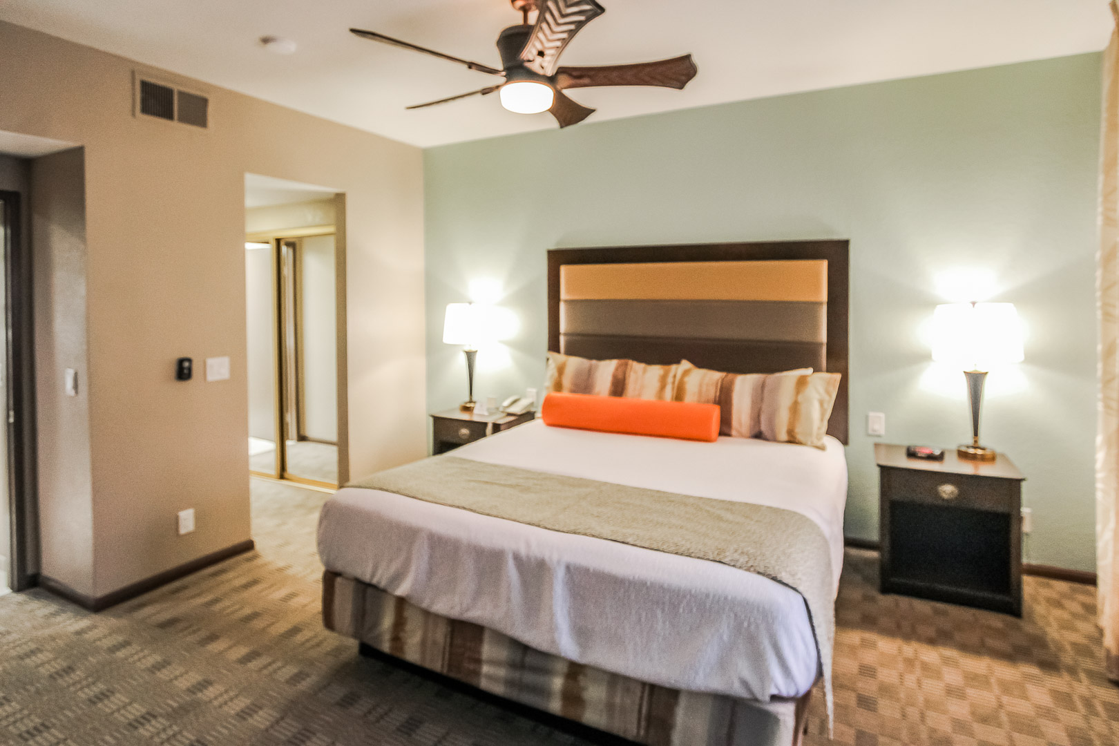An expansive master bedroom at VRI's Desert Isle Resort in California.